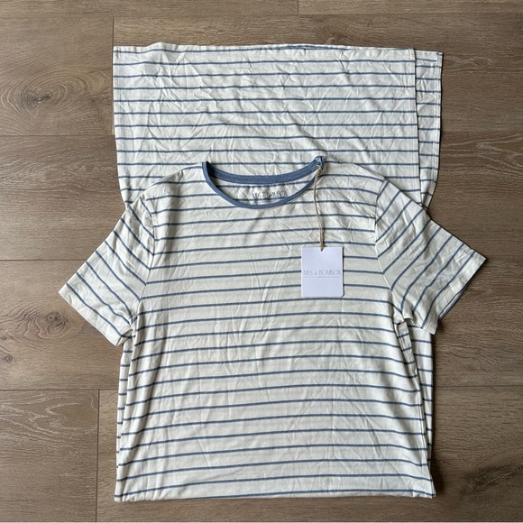 New Mus & Bombon Bornan Raya Azul Maxi Striped Dress  Sz S Viscose - Picture 12 of 12